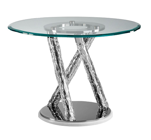 Round Glass Dining Table with Sculptural Legs