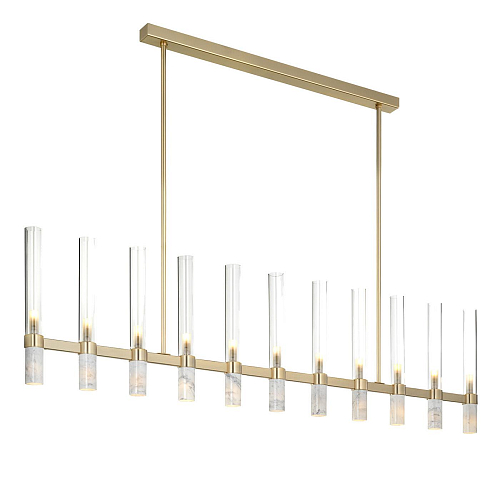 Modern Rectangular Marble and Glass Chandelier
