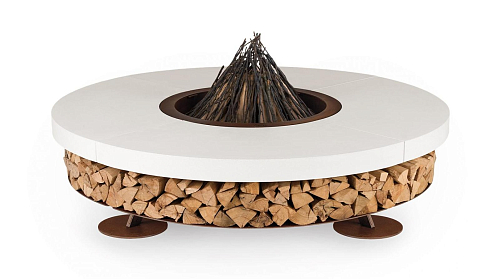 Ercole Concrete White Outdoor Italian Fire Pit
