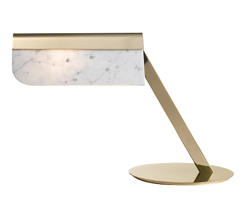 Soft Gold Brass Carrara Marble Table Lamp