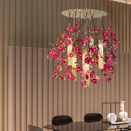 Magnolia Pink Gold Chandelier