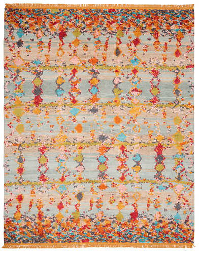 Hand-knotted Wool & Silk Multicolour Rug