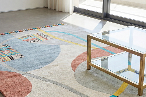 Playful Orbits Blue Artisan Rug