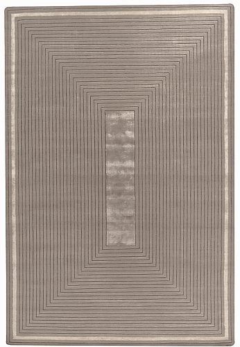 Hand-Knotted Beige Border Wool / Viscose Rug