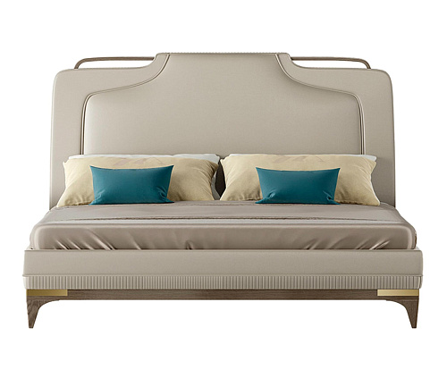 Beige Leather Bed