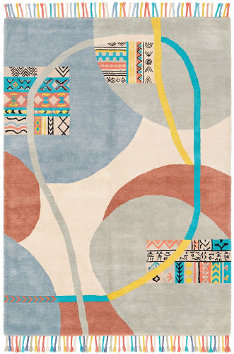 Playful Orbits Blue Artisan Rug