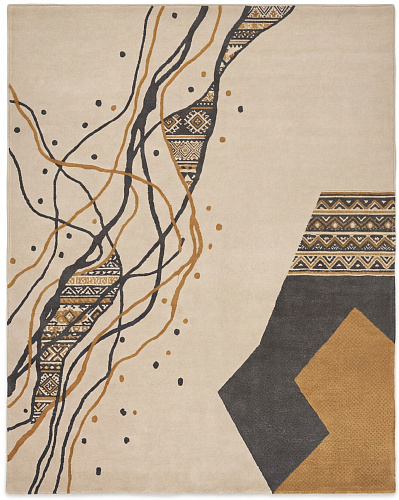 Calligraphic Paths Stone Handcrafted Rug