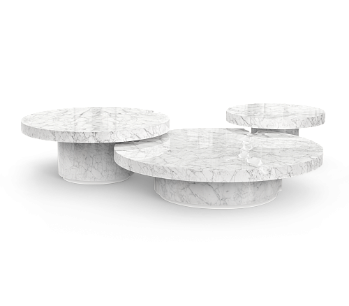Dominion Carrara Marble 3-Piece Center Table Set