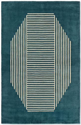 Octagon Lines Teal Artisan Rug