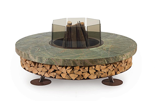 Ercole Marble Green Outdoor Italian Fire Pit