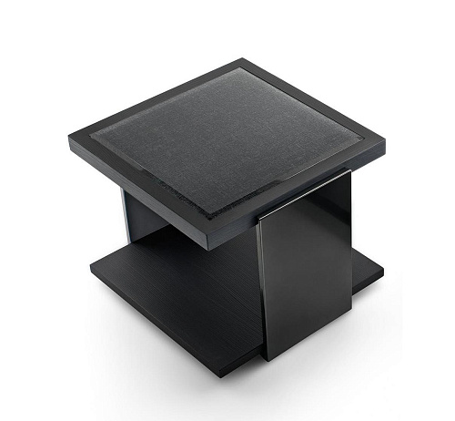 Black & More Cedar Veneer Lamp Table with Metal Legs