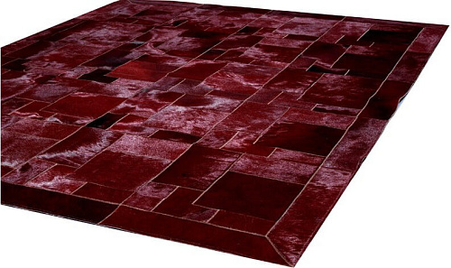 Puzzle Burgundy Cowhide Rug