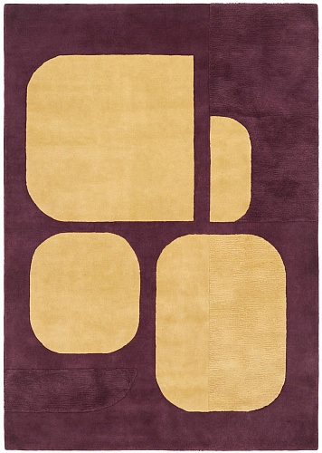 Rounded Blocks Plum Handcrafted Rug
