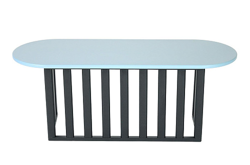 Light Blue Oval Wooden Side Table