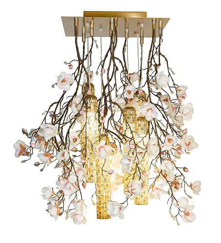Magnolia White Gold Chandelier
