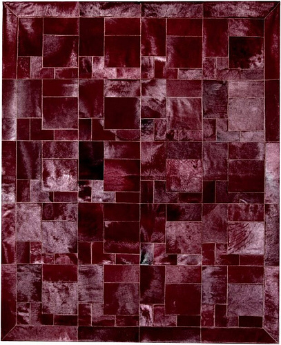 Puzzle Burgundy Cowhide Rug