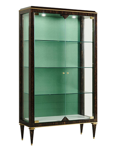 Palm Wood Brass Accents Cabinet