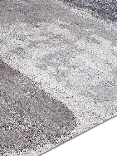Silver White Grey Luxury Handmade Rug