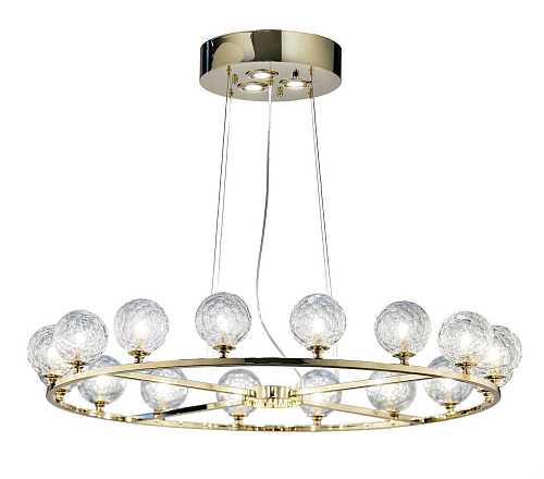 Polished Gold Hand-Cut Crystal Sphere Chandelier