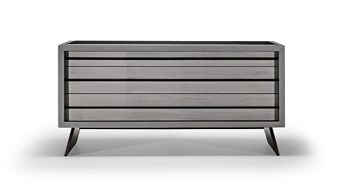 Vintage Gloss Three-Drawer Dresser with Metal Handle