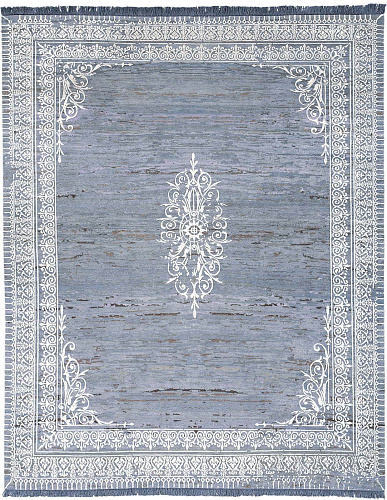 Blue / White Hand-Knotted Medallion Rug