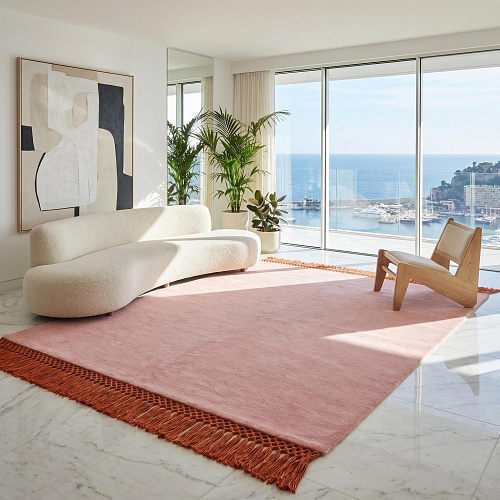 Minimal Fringe Blush Handcrafted Rug