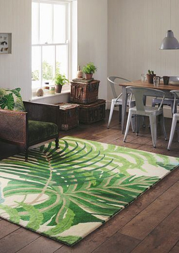 Green Leaves Handtufted Wool Rug