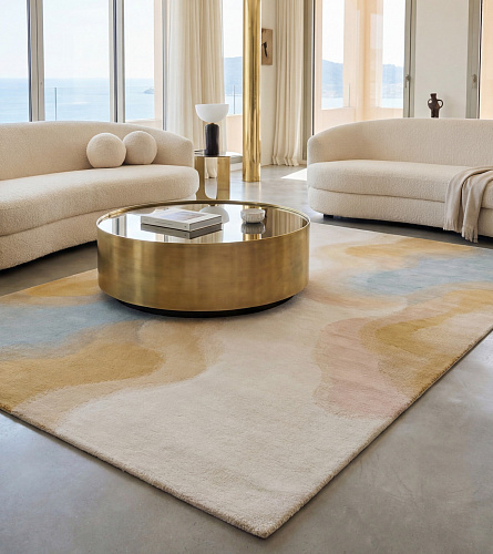 Fluid Lines Sand Handcrafted Rug