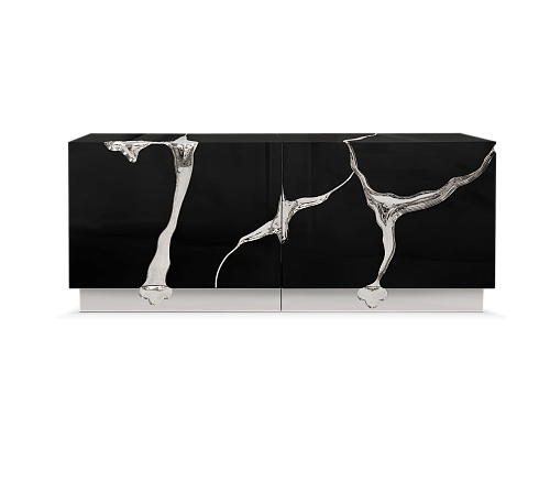 Fissure Silver & Black Sideboard