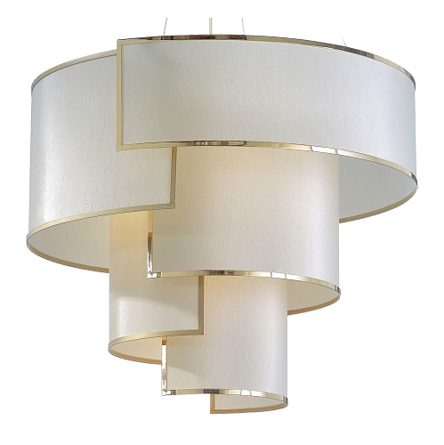 Antique Gold and Brass Ivory Shade Chandelier