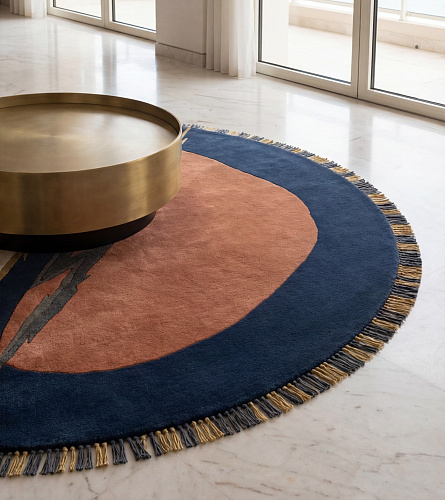 Lightning Crest Navy Handcrafted Rug