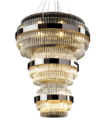 Polished Nickel Round Chandelier with Triedro Glass