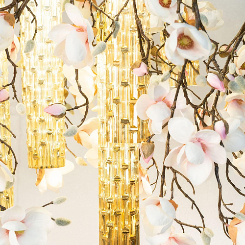Magnolia White Gold Chandelier