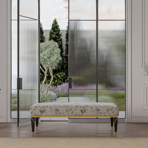 Floral Upholstered Bench