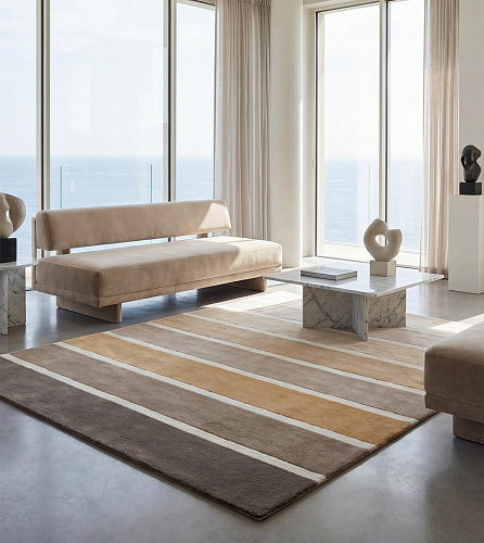 Layered Stripes Brown Handcrafted Rug