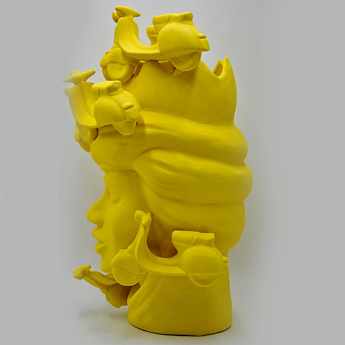 Moor's Head Matte Yellow Sculpture