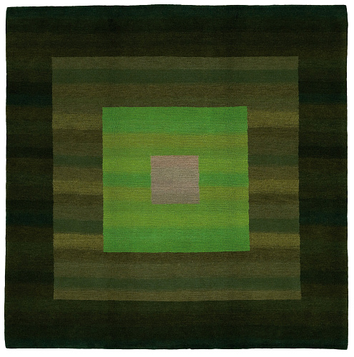 Hand-Woven Border Green Rug