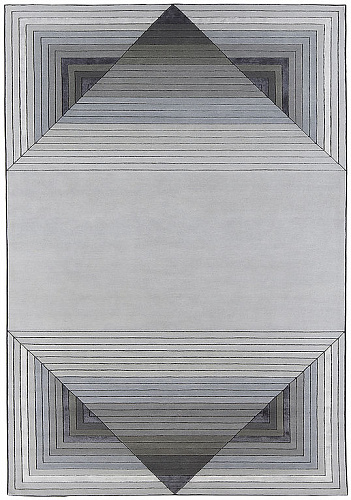 Grey Geometric Wool / Viscose Rug