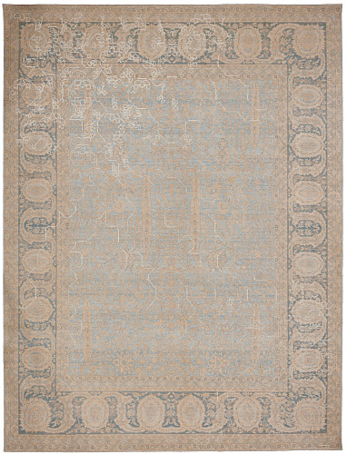 Tabriz Hand-knotted Silver / Beige Rug