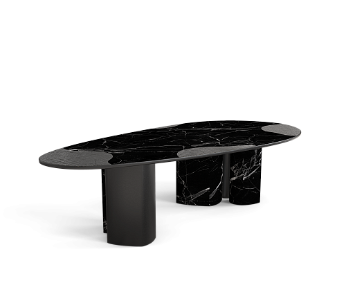 Athena Nero Marble & Onyx Dining Table