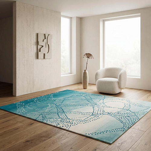 Ocean Web Teal Handcrafted Rug