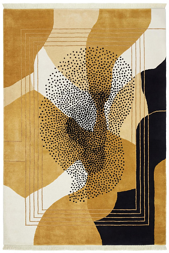 Abstract Figure Gold Artisan Rug