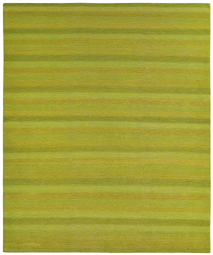 Olive Green Striped Hand-Knotted Rug
