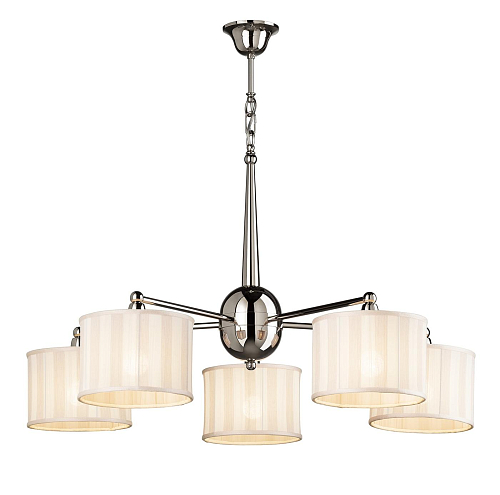 Contemporary Chandelier with English-Style Striped Fabric Shades
