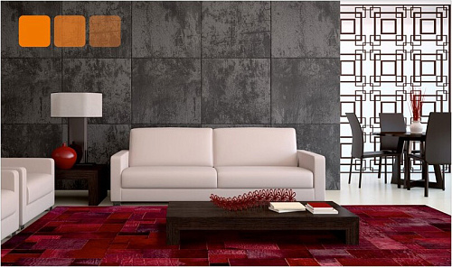 Puzzle Red Cowhide Rug