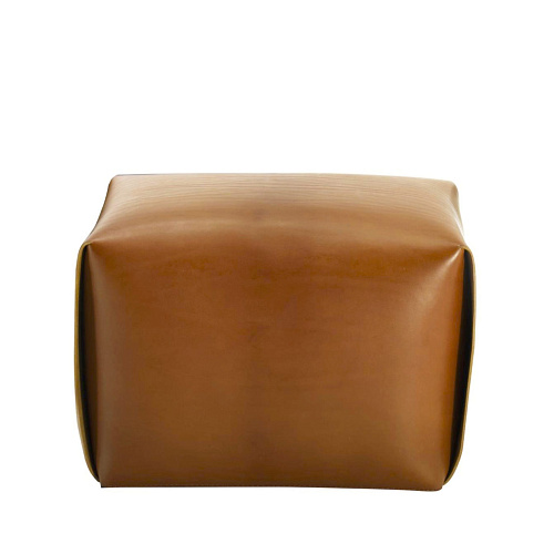 Bao Light-Brown Leather Pouf
