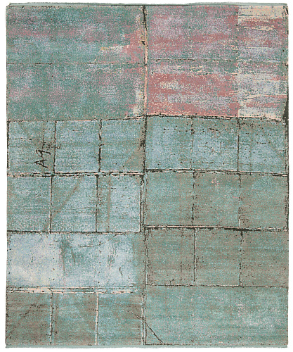 Hand-knotted Wool / Silk Blue Rug
