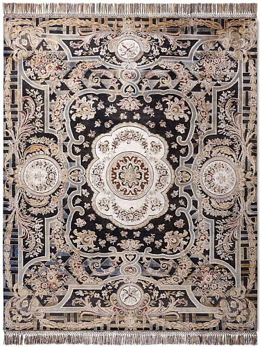 Aubusson Black Luxury Handmade Rug