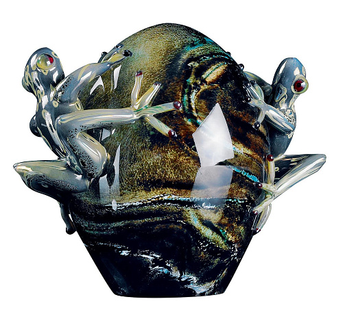 Glass Egg with Frogs