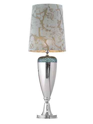 Polished Nickel Green Crystal Table Lamp